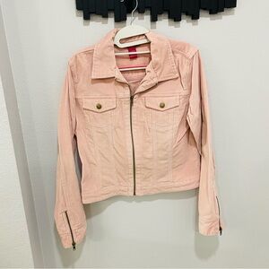 SO So Real So Right Pink Corduroy Jacket Juniors Size L Zipper Front